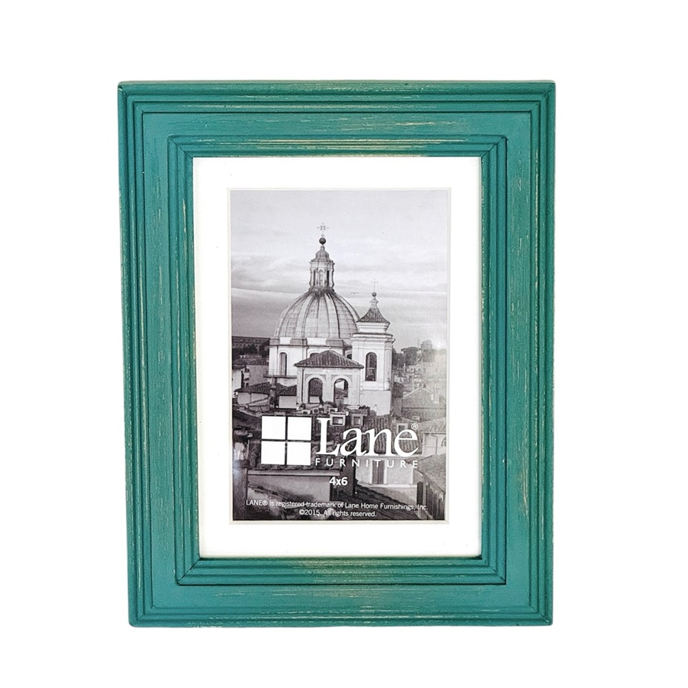 Lane Furniture Turquoise Distressed Wood Photo Frame 4”x6” NEW NWT